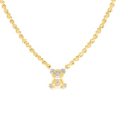 10kt Two-tone Gold Womens Diamond-Cut Stampato Teddy Bear Necklace Size 18 Inches